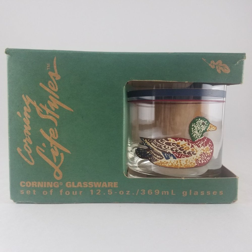 Vintage Corning Glassware Duck 4 - 12.5 oz Glasses - Picture 4 of 12